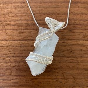 SOLD!! Aquamarine Crystal Wire Wrapped Necklace - Handmade